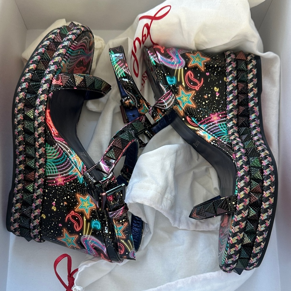 Brand new Christian Louboutin Multicolor Wedge Sandals